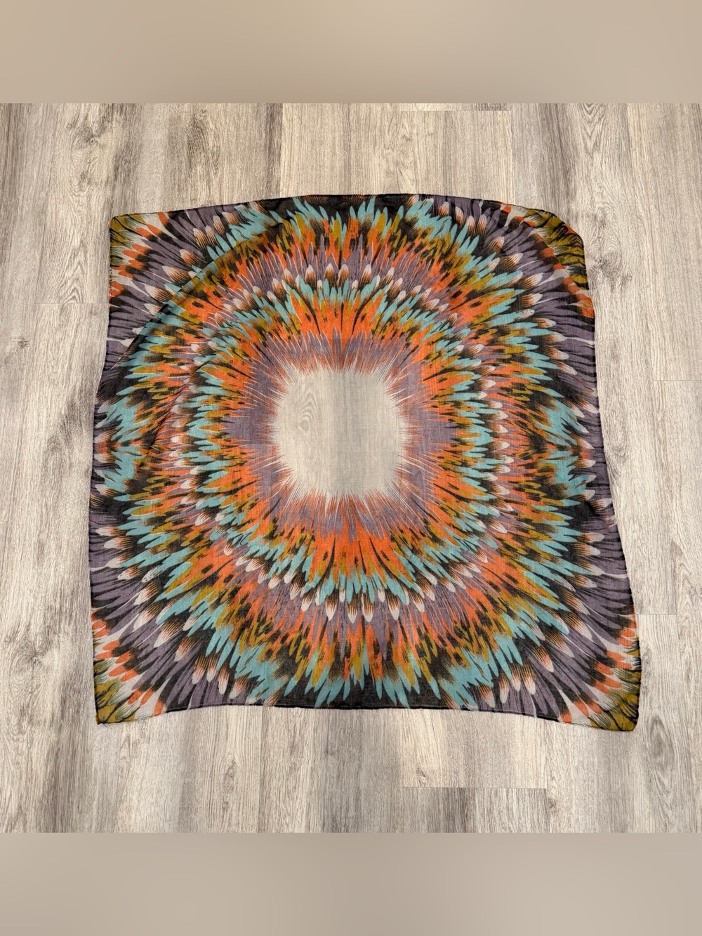 Abstract Sheer Square Scarf Wrap Boho Festival 35x35